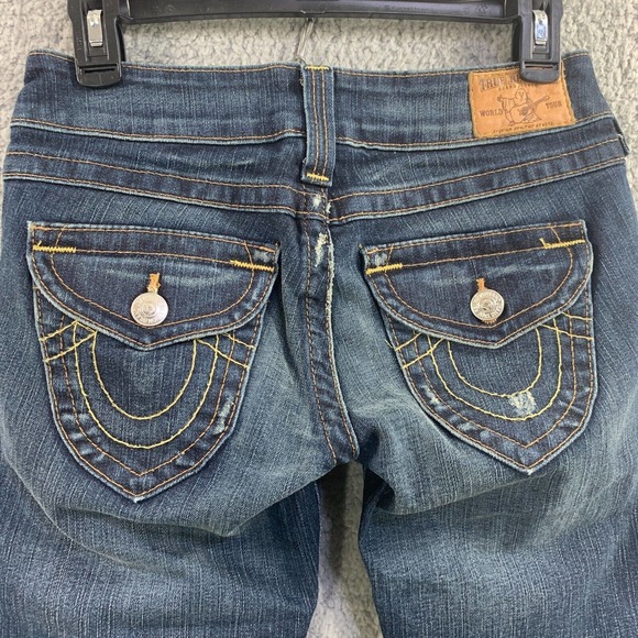 Y2K 90s True Religion Jeans Thick Stitch Boot Cut Blue WC92317QV Sz 27 X31 USA - Picture 11 of 15